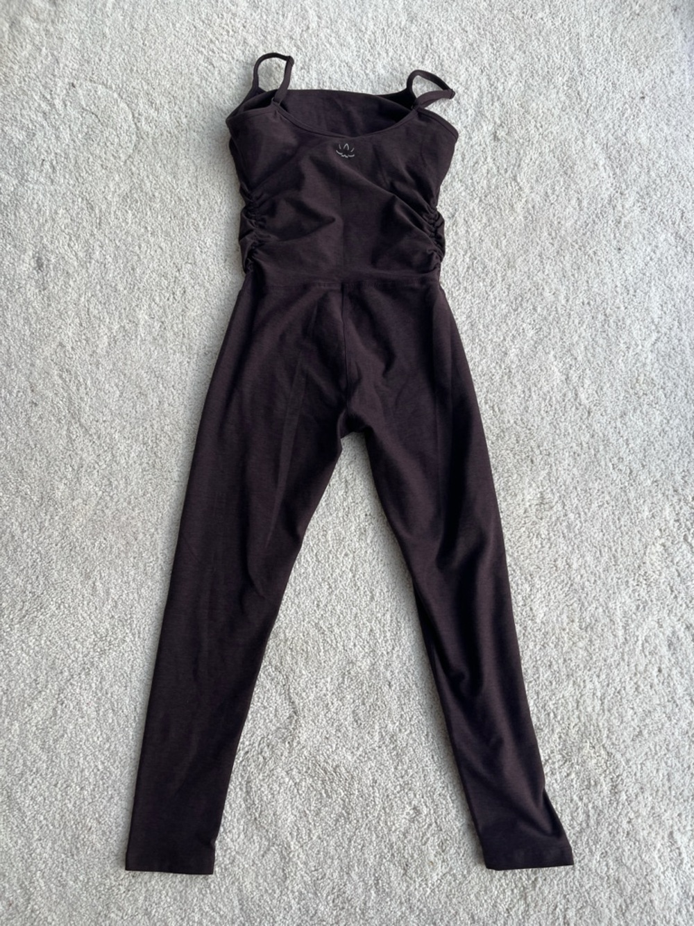 Beyond Yoga Spacedye Up Level Maternity Jumpsuit in Dark Chocolate Heather - Picture 6 of 11